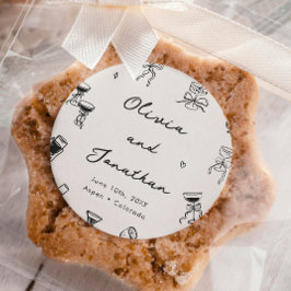 白黒の手書き予測できな結婚の ラウンドシール