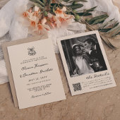 白黒の手書き予測できな結婚の 招待状