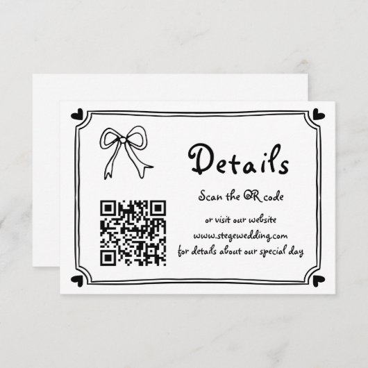 白黒の手書き文字結婚書 エンクロージャーカード (正面/裏面)