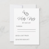 白黒の手書き結婚の 出欠カード (正面)