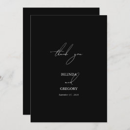 白黒の手書き署名スクリプ結婚ト サンキューカード