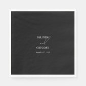 白黒の手書き署名スクリプ結婚ト スタンダードランチョンナプキン (正面)