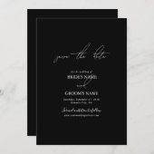 白黒の手書き署名スクリプ結婚ト セーブザデート (正面/裏面)