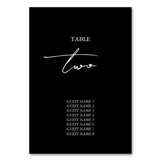 白黒の手書き署名スクリプ結婚ト テーブルナンバー (正面)