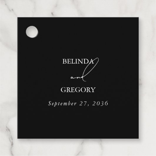 白黒の手書き署名スクリプ結婚ト フェイバータグ (正面)