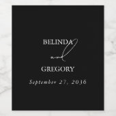 白黒の手書き署名スクリプ結婚ト ワインラベル (シングルラベル)