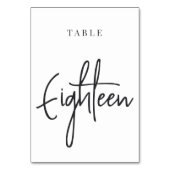 白黒の手書き表18 テーブルナンバー (正面)