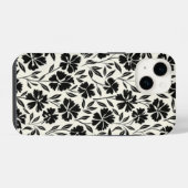 白黒の手書き開花 iPhoneケース (裏面横)