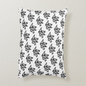 白黒の折り紙クレーンリノカット アクセントクッション (裏面(縦))