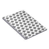 白黒の折り紙クレーンリノカット ノートブック (右側)