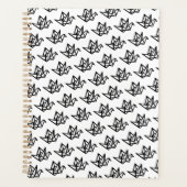 白黒の折り紙クレーンリノカット プランナー手帳 (正面)