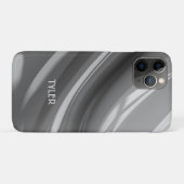 白黒の抽象的なデザイン、テキストで名前を白抜き Case-Mate iPhoneケース (裏面(横))