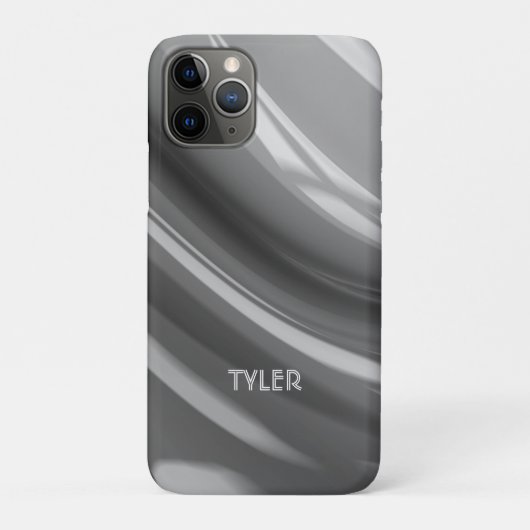 白黒の抽象的なデザイン、テキストで名前を白抜き Case-Mate iPhoneケース (裏)