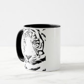 白黒の抽象的なトラの顔のマグカップ マグカップ (正面左)
