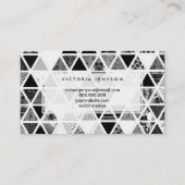 白黒の抽象的な花の三角形のパッチワーク 名刺 (裏面)