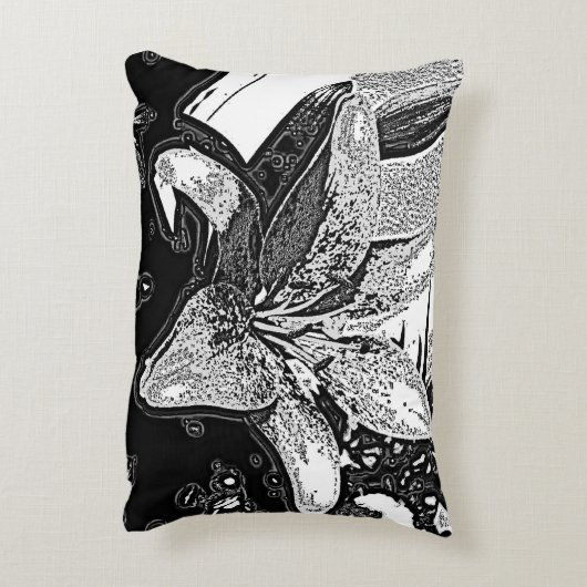 白黒の抽象芸術の形 アクセントクッション (裏面(縦))