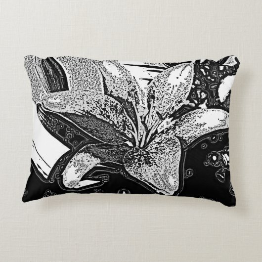 白黒の抽象芸術の形 アクセントクッション (裏面)