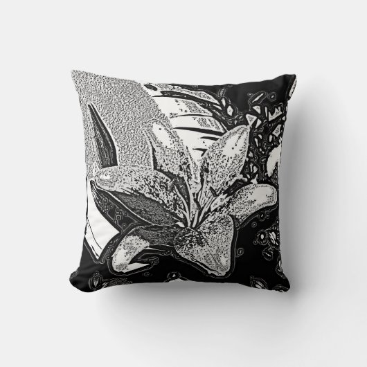 白黒の抽象芸術の形 クッション (正面)