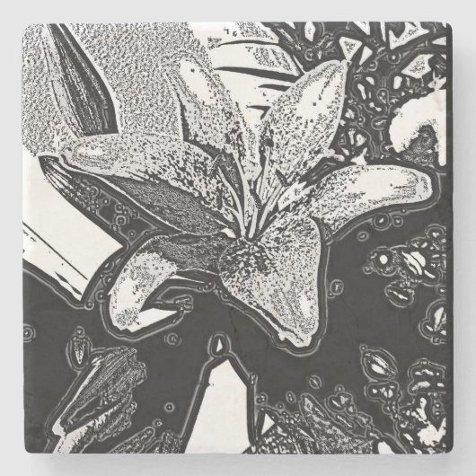 白黒の抽象芸術の形 ストーンコースター (正面)