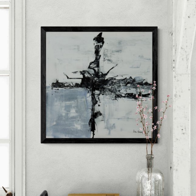 白黒の抽象芸術アートワーク メタルプリント (クリエイターアップロード済み)