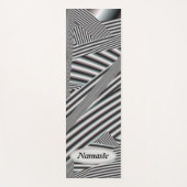 白黒の抽象芸術ストライプ語(オプション) ヨガマット (正面)