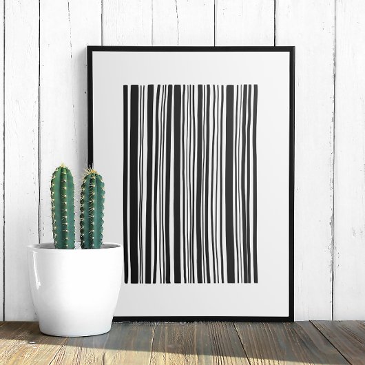 白黒の抽象芸術バーコード。モダン線 ポスター