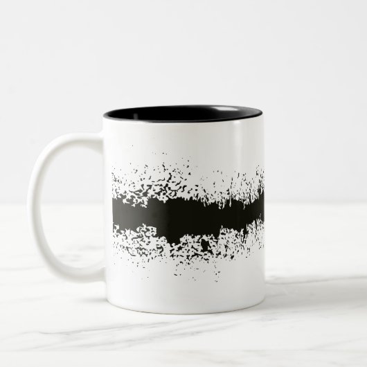 白黒の抽象芸術パターグランジン ツートーンマグカップ (左)