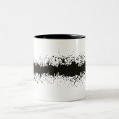 白黒の抽象芸術パターグランジン ツートーンマグカップ (中央)