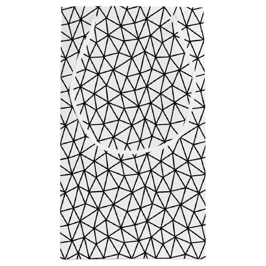 白黒の抽象芸術パターン(線) スモールペーパーバッグ (裏面)