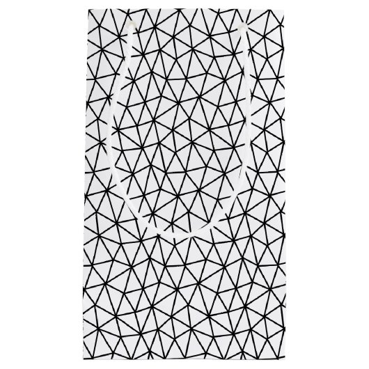 白黒の抽象芸術パターン(線) スモールペーパーバッグ (正面)