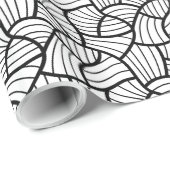 白黒の抽象芸術モダン渦巻きパターン ラッピングペーパー (ロールコーナー)