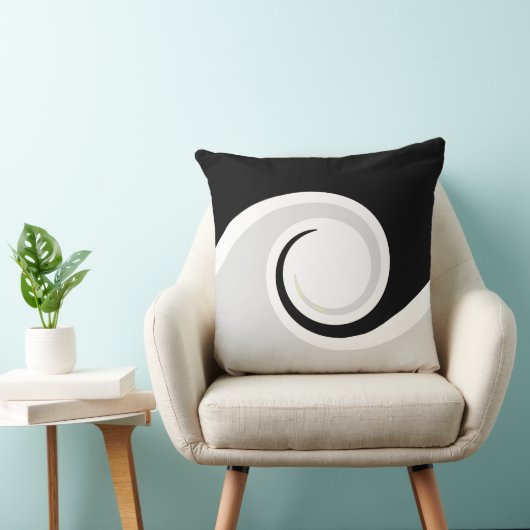 白黒の抽象芸術ライフ波 クッション (椅子)