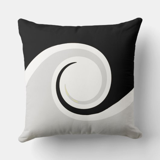 白黒の抽象芸術ライフ波 クッション (裏面)