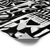 白黒の抽象芸術図形 ポスター (角)