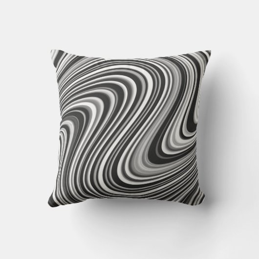 白黒の抽象芸術曲線 クッション (裏面)