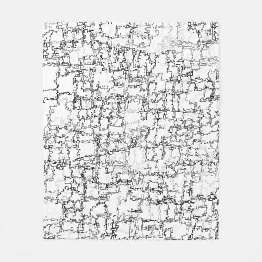 白黒の抽象芸術曲線 フリースブランケット (正面)