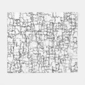 白黒の抽象芸術曲線 フリースブランケット (正面(横))