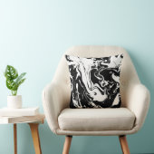 白黒の抽象芸術渦巻き – 装飾用クッション クッション (椅子)