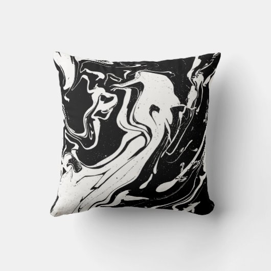 白黒の抽象芸術渦巻き – 装飾用クッション クッション (裏面)