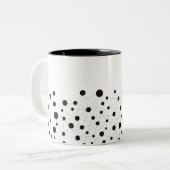 白黒の抽象芸術線とドットのパターン ツートーンマグカップ (正面左)