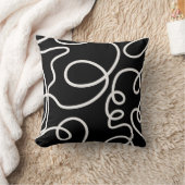 白黒の抽象芸術線ブラシストローク クッション (ブランケット)