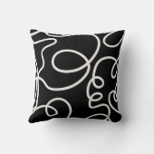 白黒の抽象芸術線ブラシストローク クッション (裏面)