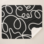 白黒の抽象芸術線ブラシストローク シェルパブランケット (正面(横))