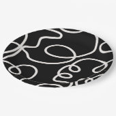 白黒の抽象芸術線ブラシストローク ペーパープレート (アングル)