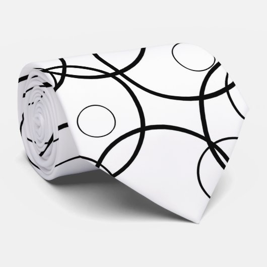 白黒の抽象芸術線円 ネクタイ (ロール)