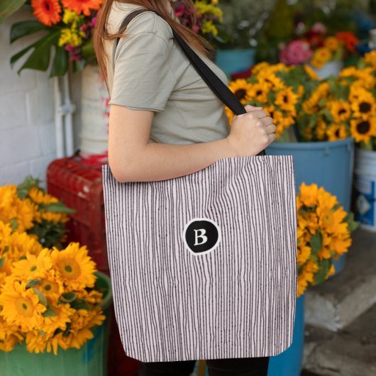 白黒の抽象芸術線 トートバッグ