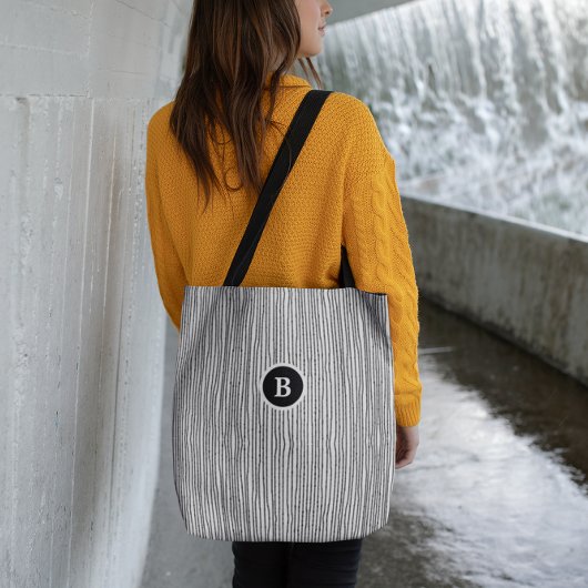 白黒の抽象芸術線 トートバッグ