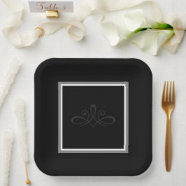 白黒の招待紙プレート ペーパープレート