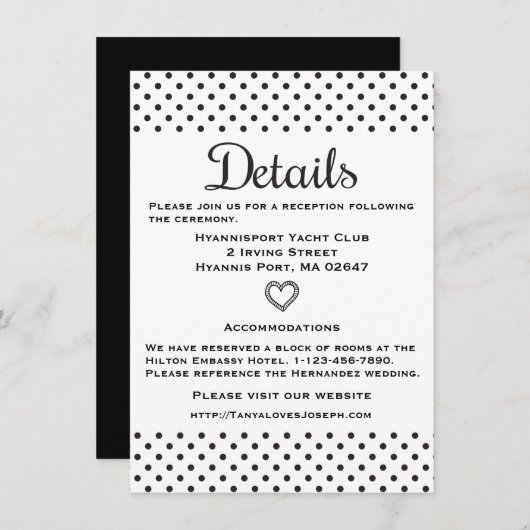 白黒の指示詳細水玉模様 エンクロージャーカード (正面/裏面)