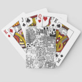 白黒の描かれた野生動物の手描き トランプ (裏面)